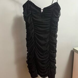 NWOT. Black Princess Polly Size 6 Ruched Mesh Mini Dress. Going out, clubbing.